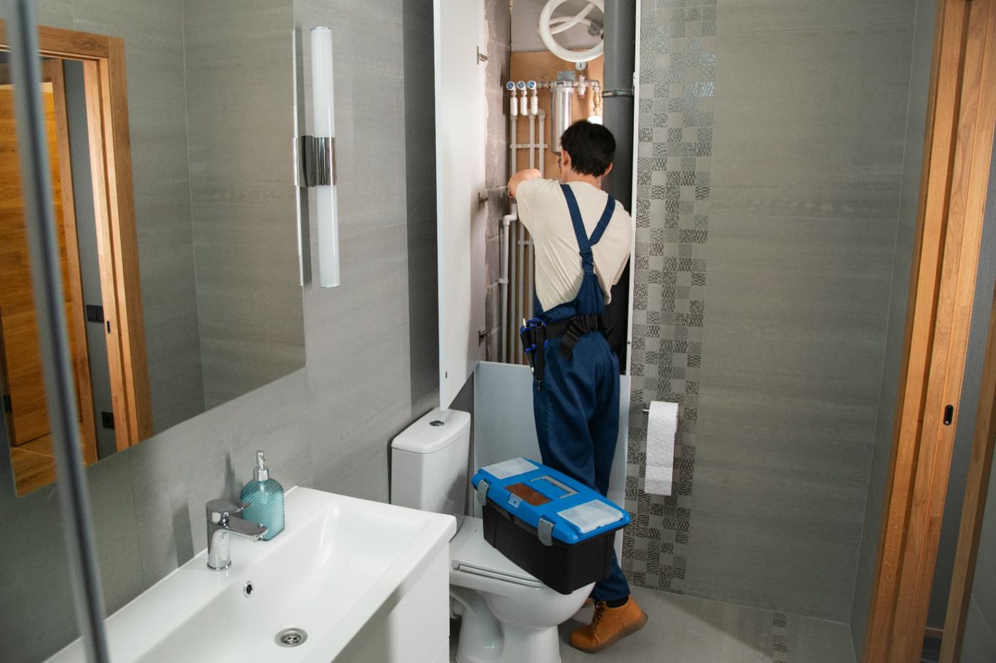 Bathroom plumbing job