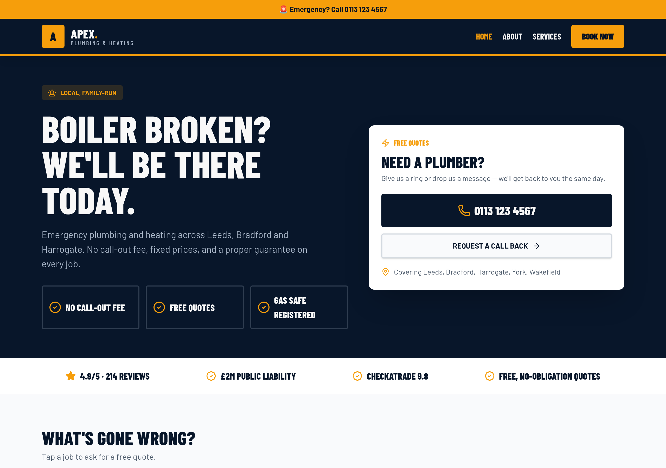 Apex Plumbing & Heating homepage preview